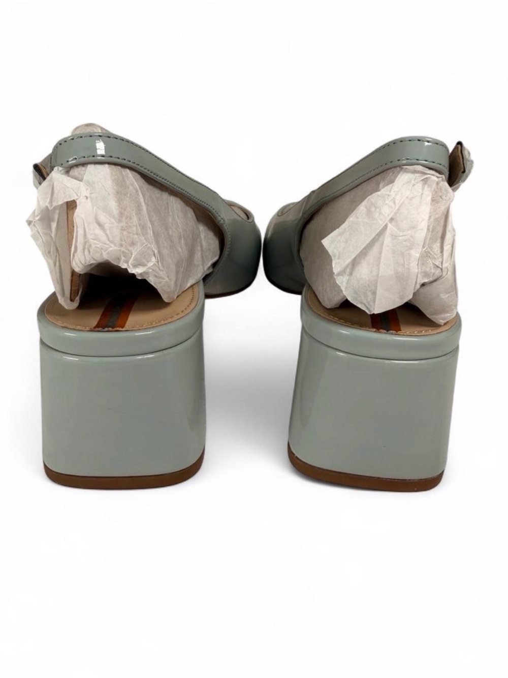 Sam Edelman Terra Seamfoam Blue Patent Slingback Block Heels - Picture 6 of 8